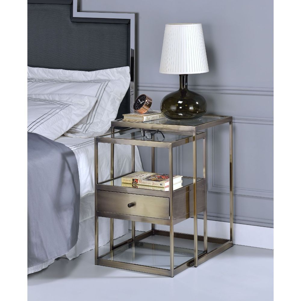 Enca - Coffee Table - Antique Brass & Clear Glass - Tony's Home Furnishings