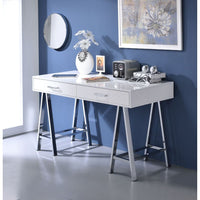 Thumbnail for Coleen - Desk - White High Gloss & Chrome - Tony's Home Furnishings