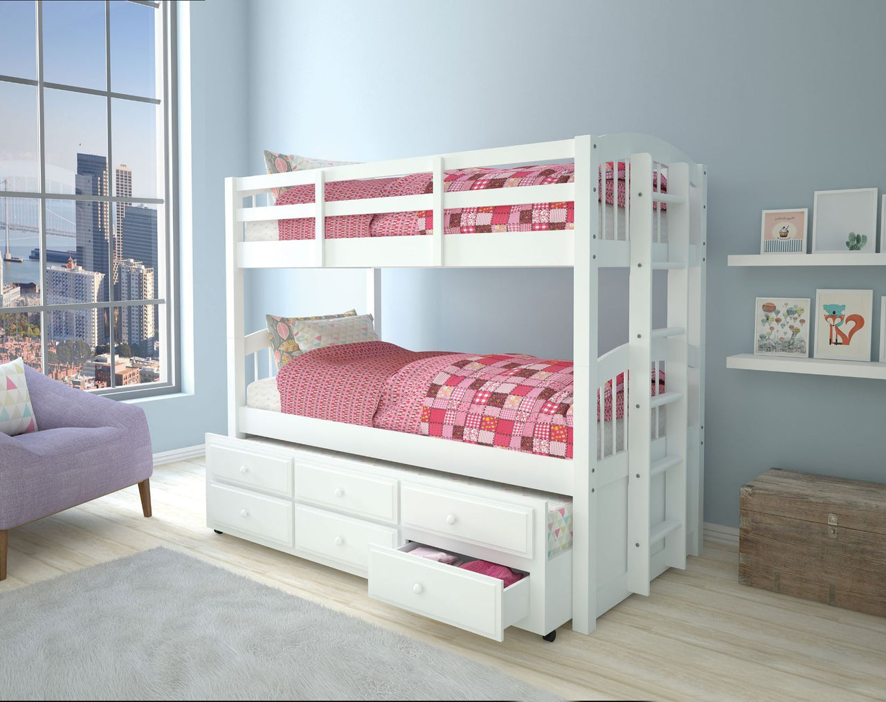 Micah - Bunk Bed & Trundle w/3 Drw - Tony's Home Furnishings