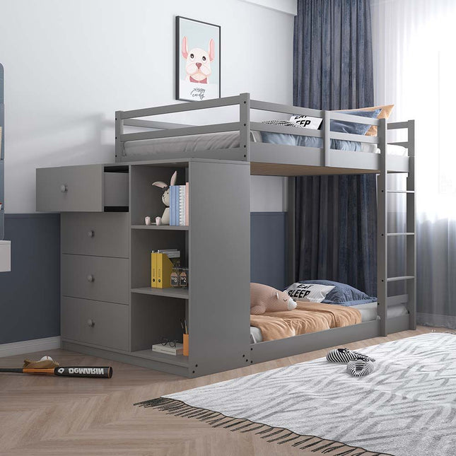 Gaston - Twin Over Twin Bunk Bed - Gray Finish - Tony's Home Furnishings