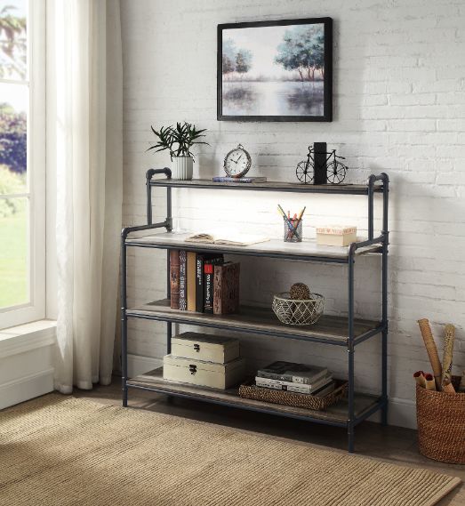 Cordelia - Bookshelf - Led, Antique Oak, Sandy Black & Dark Bronze Hand-Brushed Finish - Tony's Home Furnishings