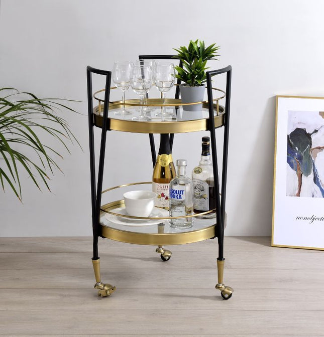 Vries - Serving Cart - Black & Gold Finish - Tony's Home Furnishings