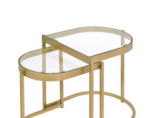 Timbul - Coffee Table (2 Piece) - Clear Glass & Gold Finish - Tony's Home Furnishings