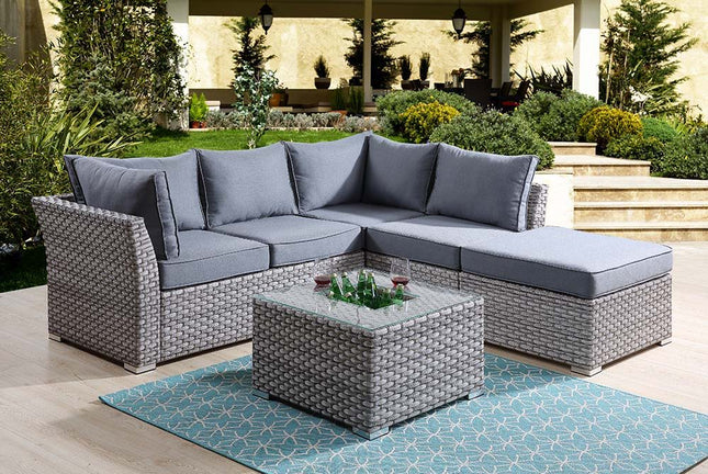 Laurance - Patio Set - Gray Fabric & Gray Finish - Tony's Home Furnishings