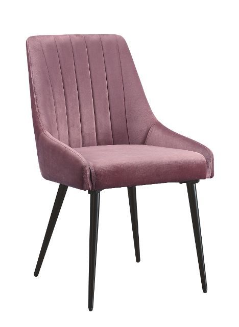 Caspian - Side Chair (Set of 2) - Pink Fabric & Black Finish - Tony's Home Furnishings