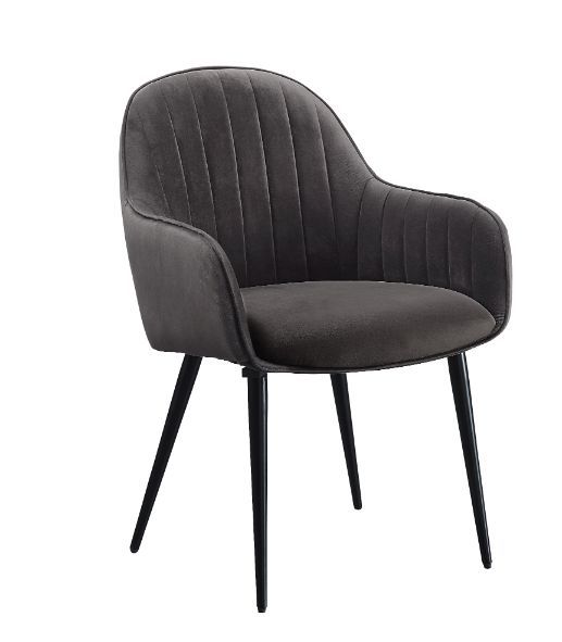 Caspian - Side Chair (Set of 2) - Dark Gray Fabric & Black Finish - Tony's Home Furnishings