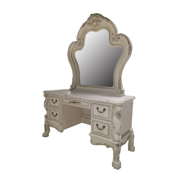 Dresden II - Vanity Desk - Bone White Finish - Tony's Home Furnishings