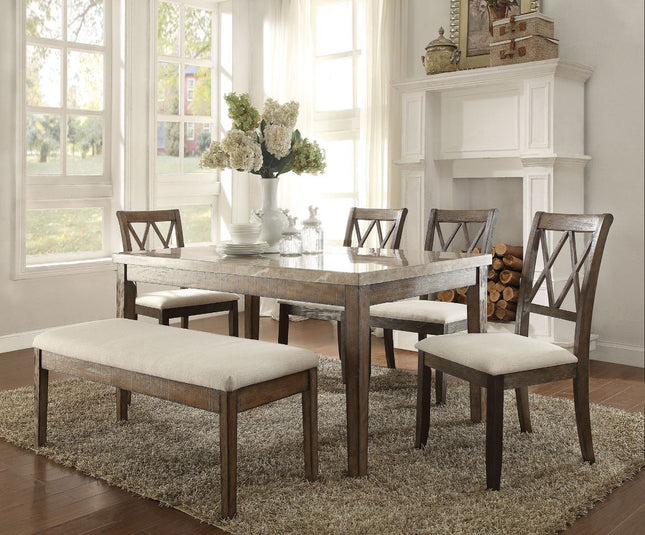 Claudia - Dining Table - White Marble & Salvage Brown - Tony's Home Furnishings