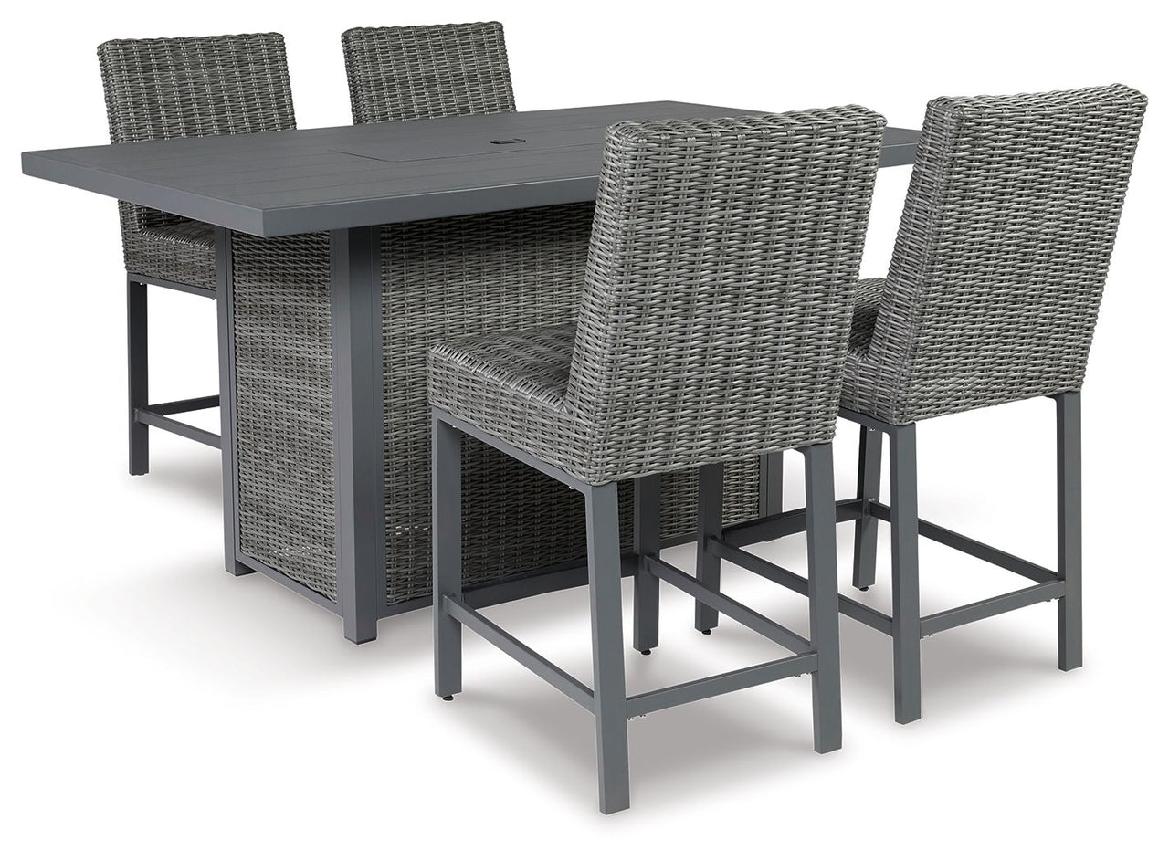 Palazzo - Gray - Outdoor Counter Height Dining Table With 4 Barstools Tony's Home Furnishings Furniture. Beds. Dressers. Sofas.