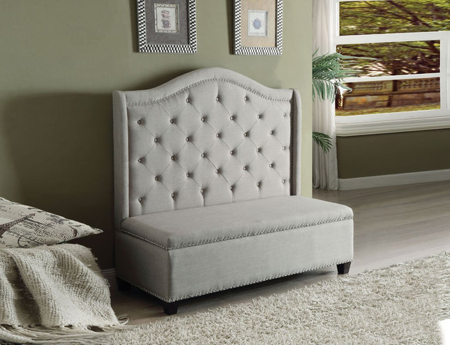 Fairly - Settee - Beige Fabric & Espresso - Tony's Home Furnishings