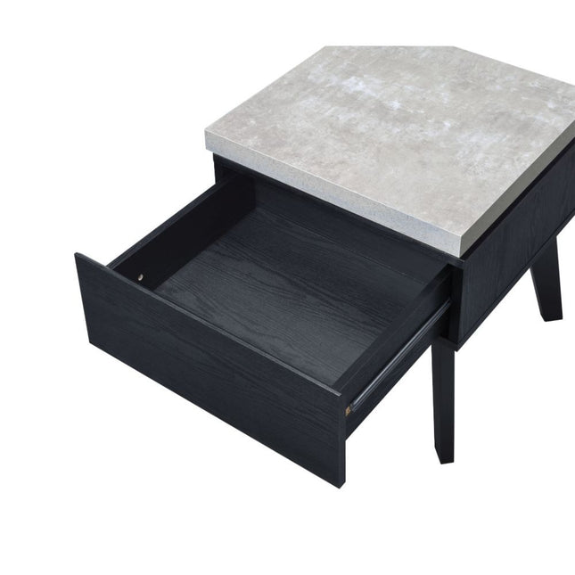 Magna - End Table - Faux Concrete & Black - Tony's Home Furnishings