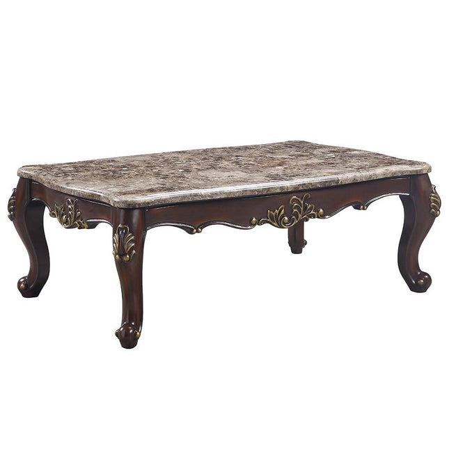 Ragnar - Coffee Table - Marble Top & Cherry Finish - Tony's Home Furnishings