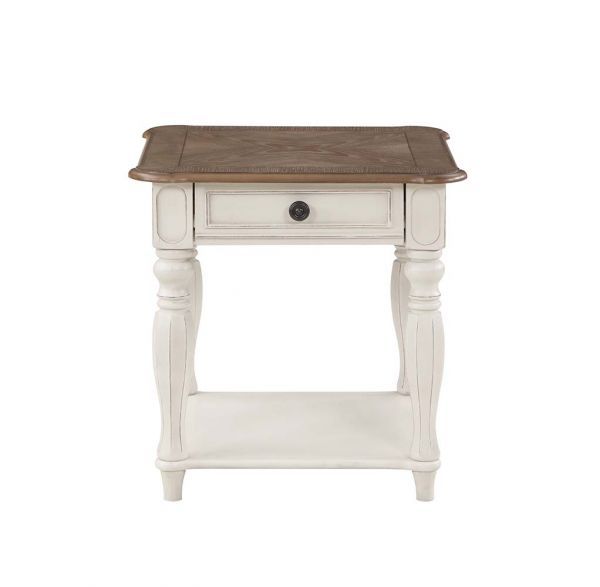 Florian - End Table - Oak & Antique White Finish - Tony's Home Furnishings