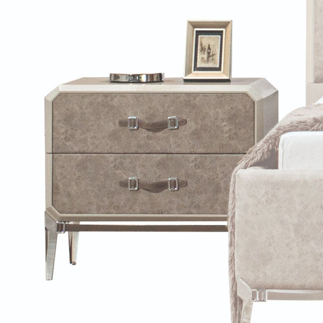 Kordal - Nightstand - Vintage Beige PU - Tony's Home Furnishings