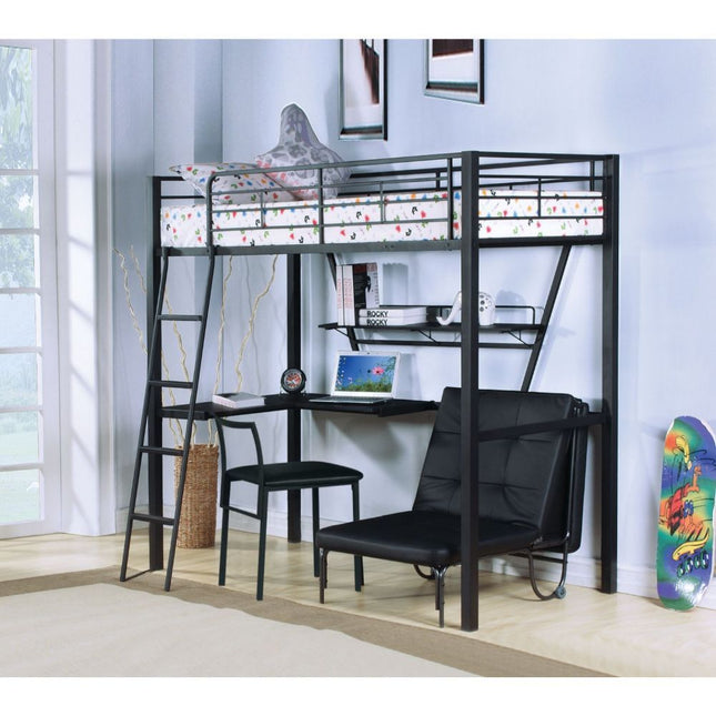 Senon - Loft Bed - Silver & Black - Tony's Home Furnishings