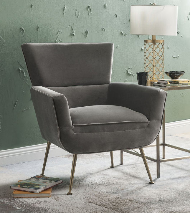 Varik - Accent Chair - Gray Velvet - Tony's Home Furnishings