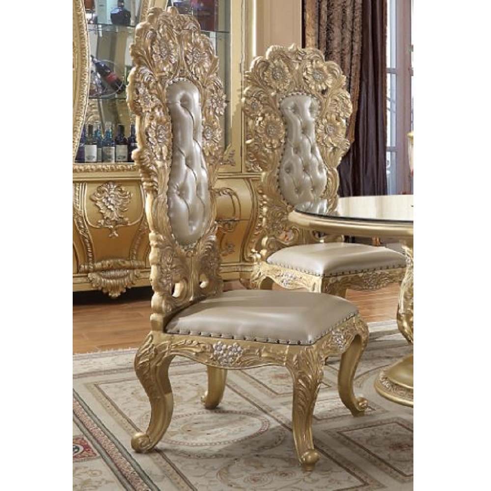 Cabriole - Side Chair (Set of 2) - Light Gold PU & Gold Finish - Tony's Home Furnishings