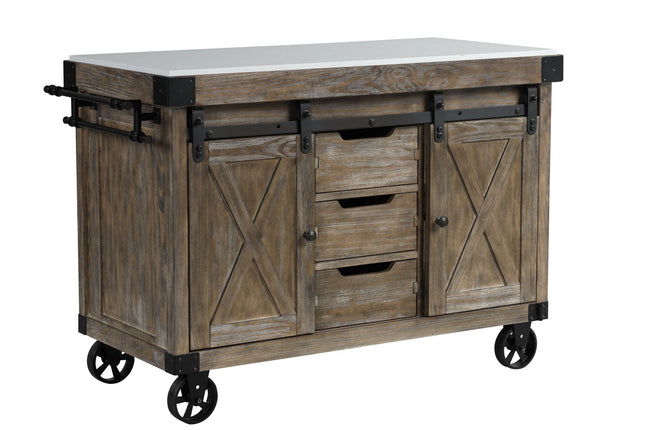 Alforvott - Serving Cart - Marble & Weathered Gray Finish - Tony's Home Furnishings