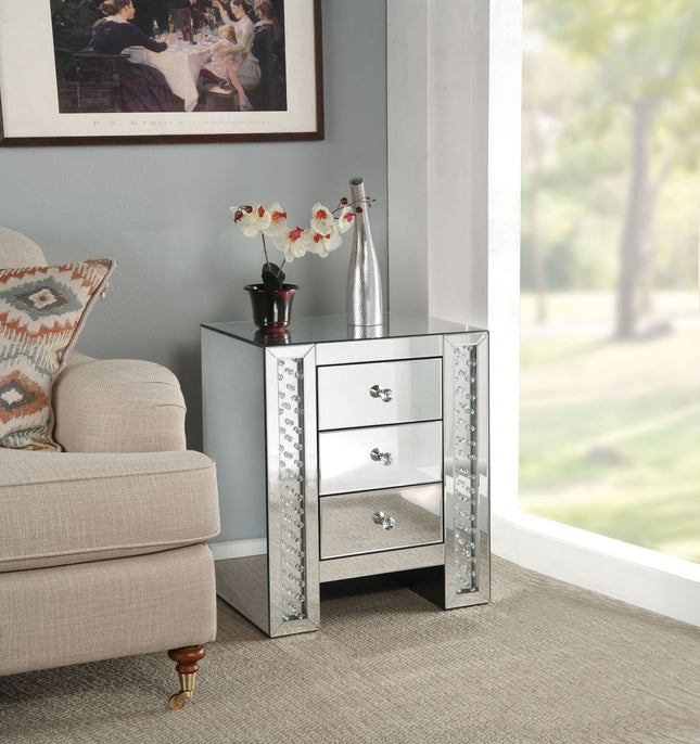 Nysa - Accent Table - Mirrored & Faux Crystals - Glass - Tony's Home Furnishings