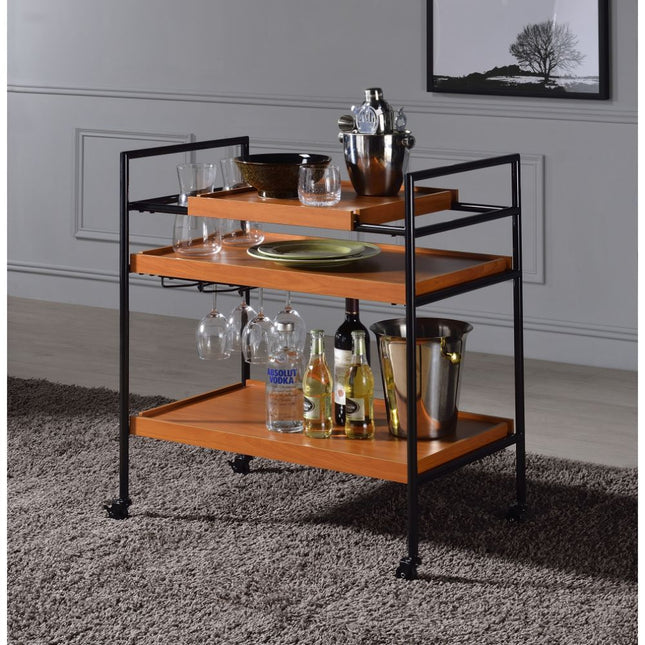 Oaken - Serving Cart - Honey Oak & Black - Tony's Home Furnishings