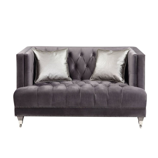 Hegio - Loveseat - Gray Velvet - Tony's Home Furnishings