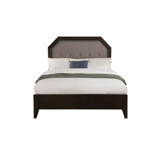 Selma - Queen Bed - Light Gray Fabric & Tobacco - Tony's Home Furnishings