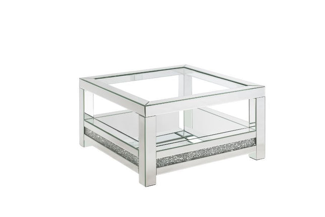 Noralie - Coffee Table With Glass Top - Mirrored - Wood - 18" - Tony's Home Furnishings