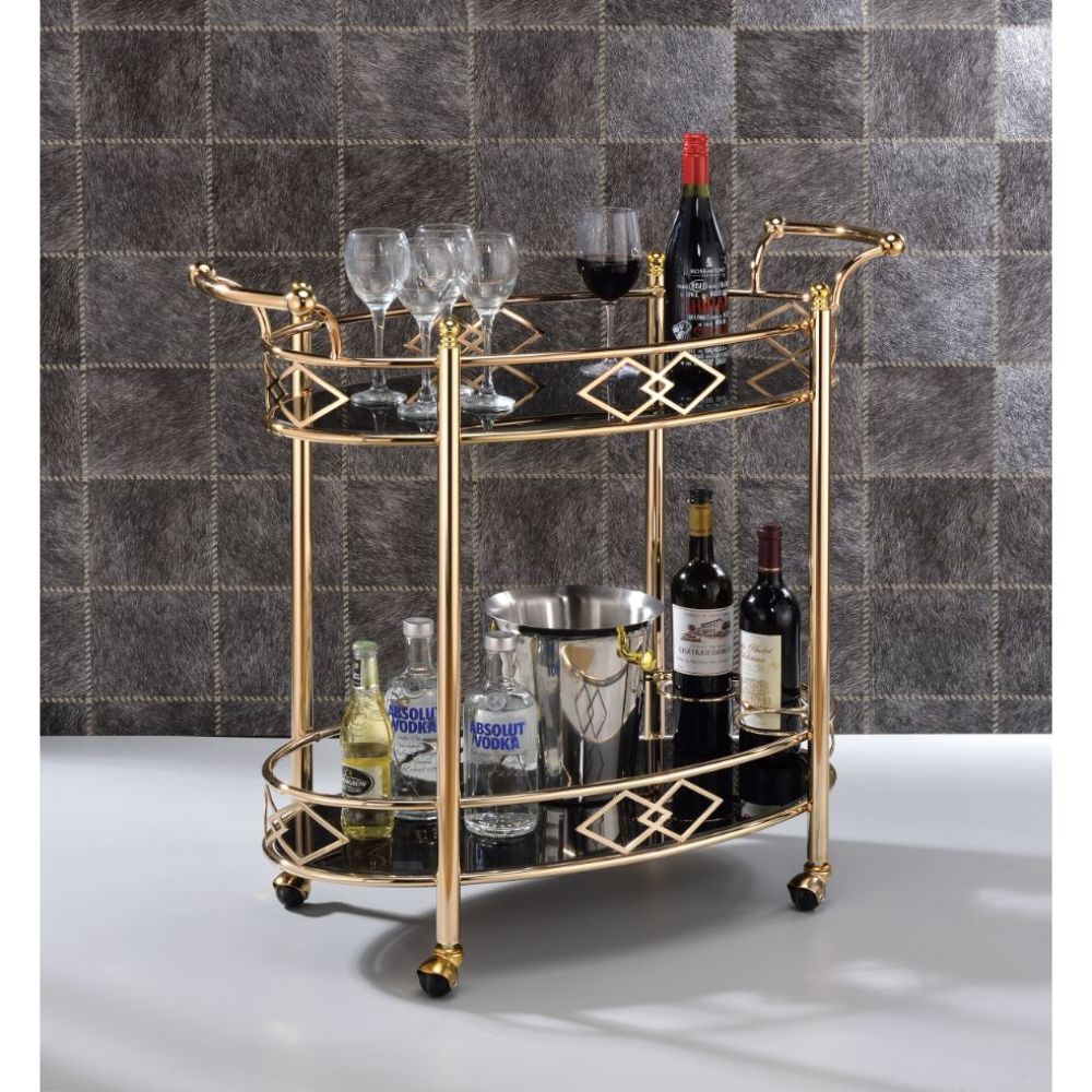 Ottesen - Serving Cart - Gold & Black Glass - Tony's Home Furnishings
