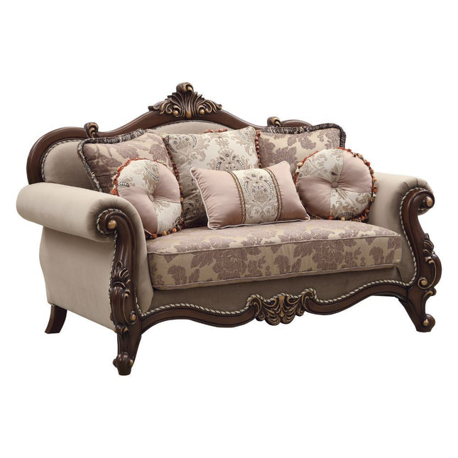 Mehadi - Loveseat - Velvet & Walnut - Tony's Home Furnishings