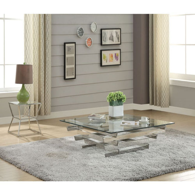 Salonius - Coffee Table - Stainless Steel & Clear Glass - Tony's Home Furnishings