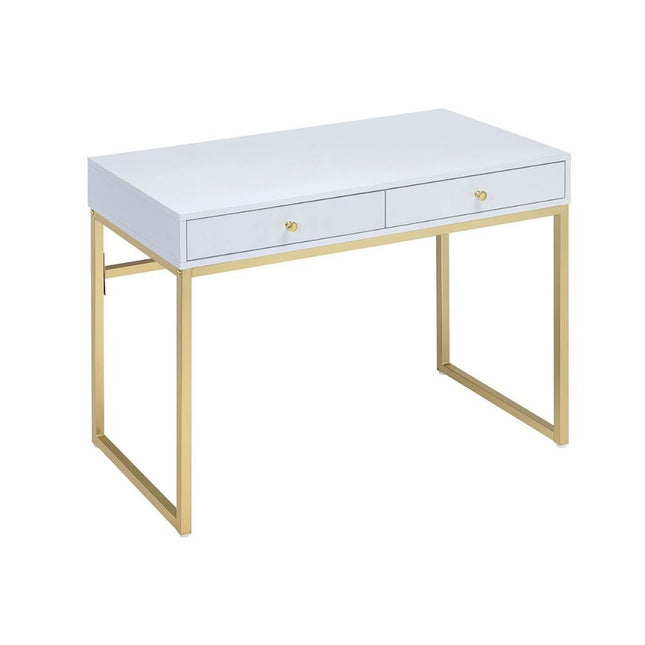 Coleen - Desk - White & Brass - Tony's Home Furnishings