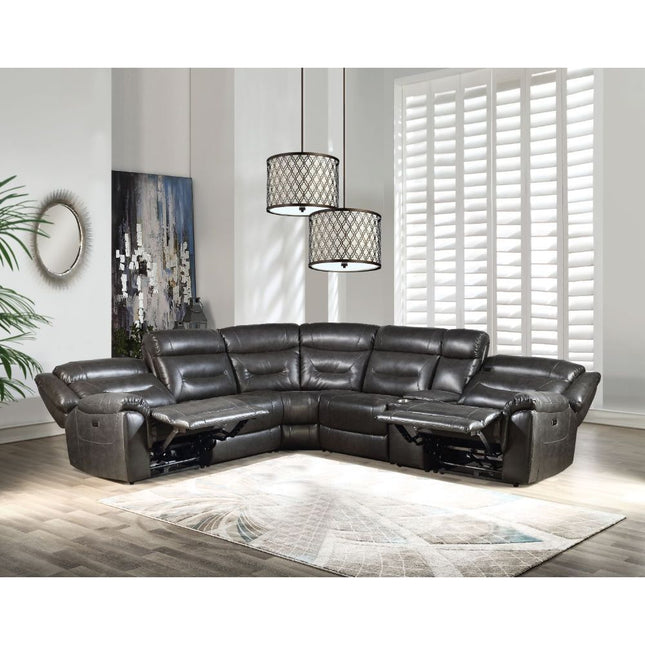 Imogen - Sectional Sofa - Gray Leather-Aire - Tony's Home Furnishings