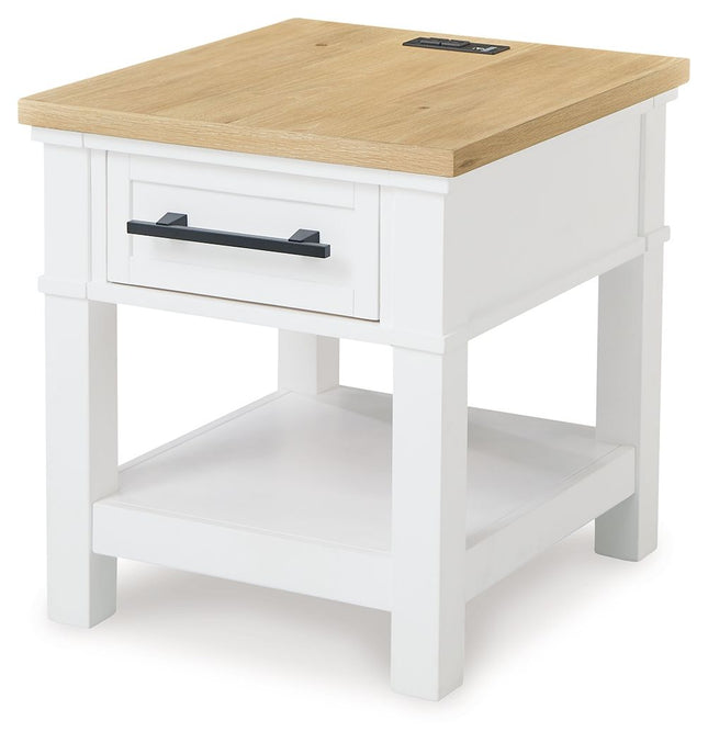 Ashbryn - White / Natural - Rectangular End Table - Tony's Home Furnishings