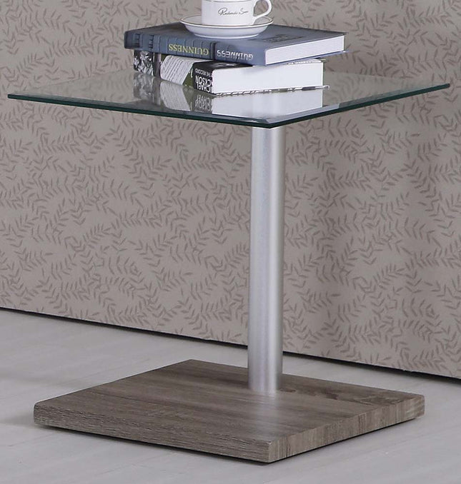 Haden - End Table - Dark Grain & Clear Glass - Tony's Home Furnishings