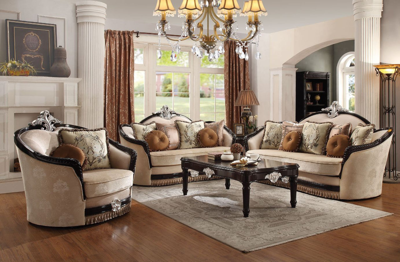 Ernestine - Sofa - Tan Fabric & Black - Tony's Home Furnishings