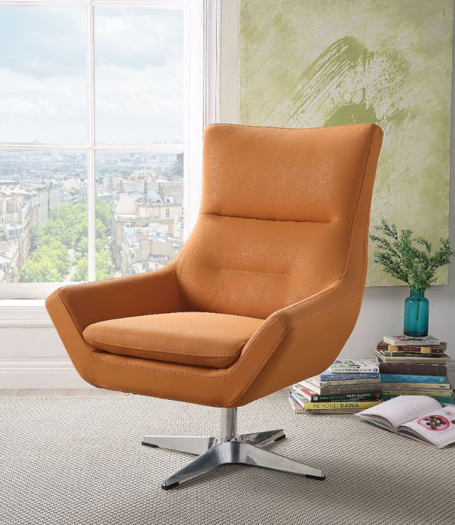 Eudora - Accent Chair - Orange Leather-Gel - Tony's Home Furnishings