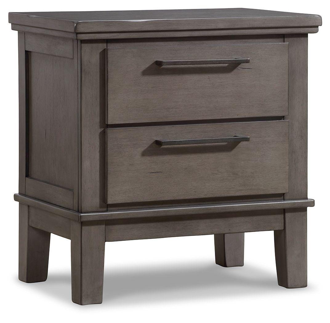 Hallanden - Gray - Two Drawer Night Stand Tony's Home Furnishings Furniture. Beds. Dressers. Sofas.