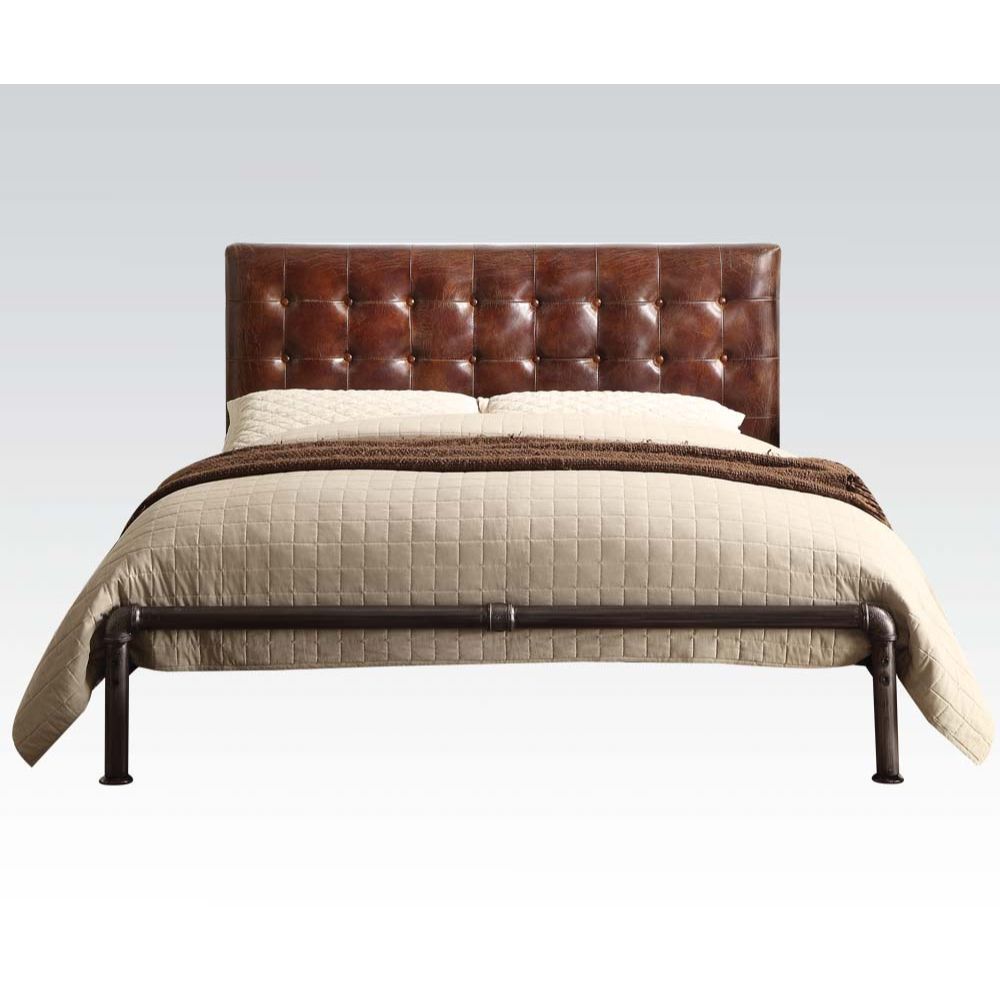 Brancaster - Queen Bed - Vintage Brown Top Grain Leather - Tony's Home Furnishings