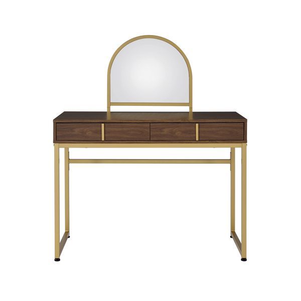 Coleen - Vanity Desk - Walnut & Gold Finish - 50" - Tony's Home Furnishings