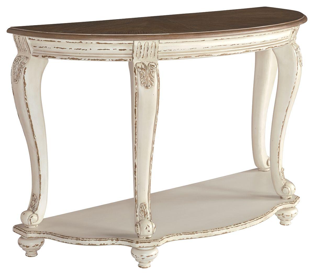 Realyn - White / Brown - Sofa Table Tony's Home Furnishings Furniture. Beds. Dressers. Sofas.