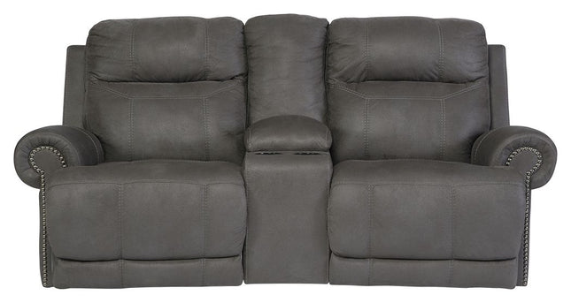 Austere - Gray - Dbl Rec Loveseat W/Console Ashley Furniture 