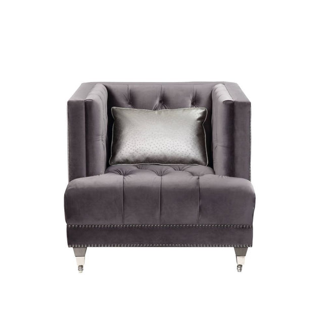 Hegio - Chair - Gray Velvet - Tony's Home Furnishings