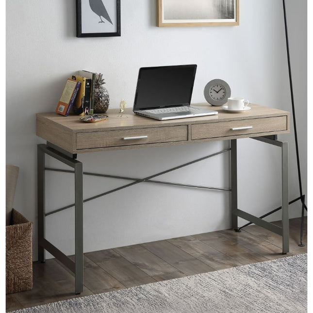 Yaseen - Desk - Natural & Nickel - Tony's Home Furnishings