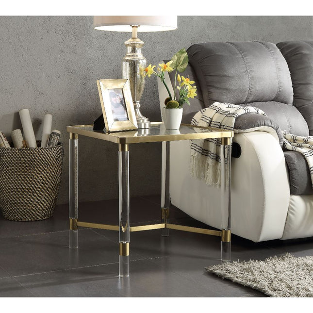 Penstemon - End Table - Clear Acrylic, Gold Stainless Steel & Clear Glass - Tony's Home Furnishings