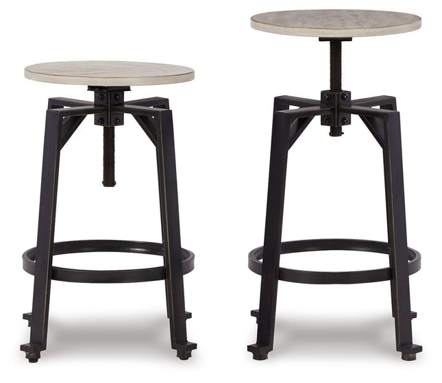 Karisslyn - Whitewash / Black - Swivel Stool (Set of 2) Signature Design by Ashley® 