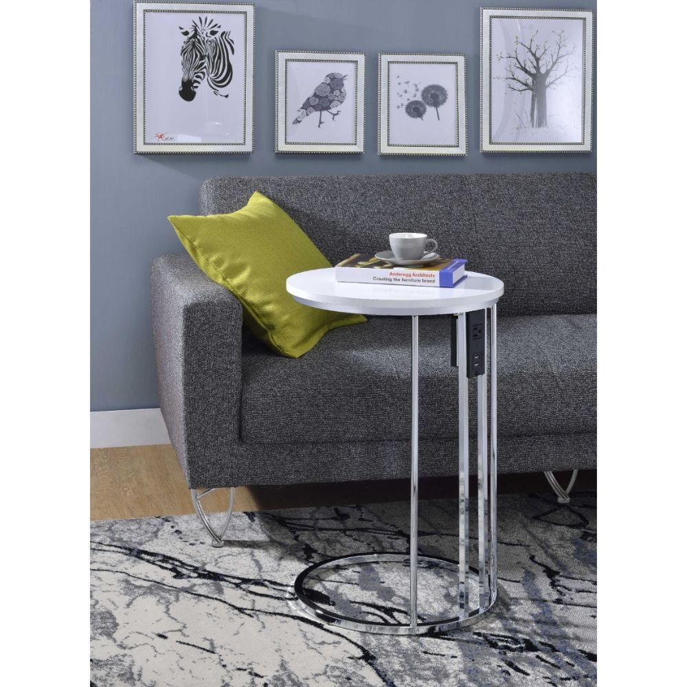Litten - Accent Table - Cream & Chrome - Tony's Home Furnishings