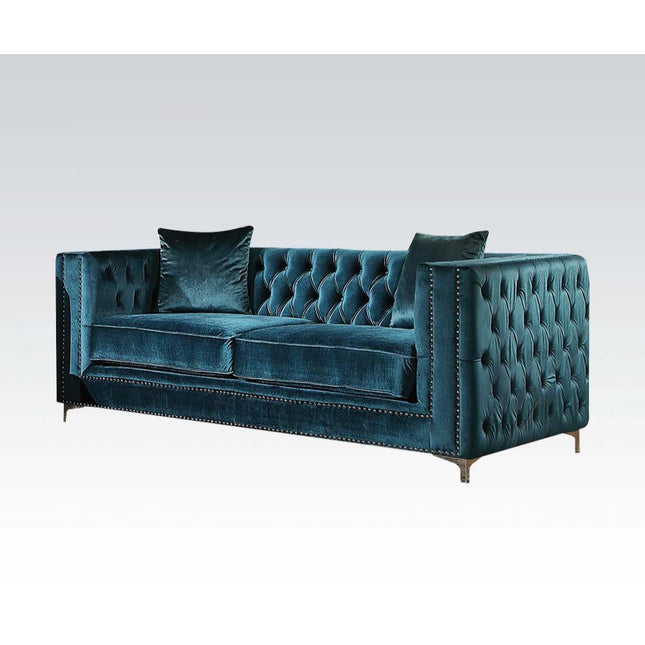 Gillian - Loveseat - Dark Teal Velvet - Tony's Home Furnishings