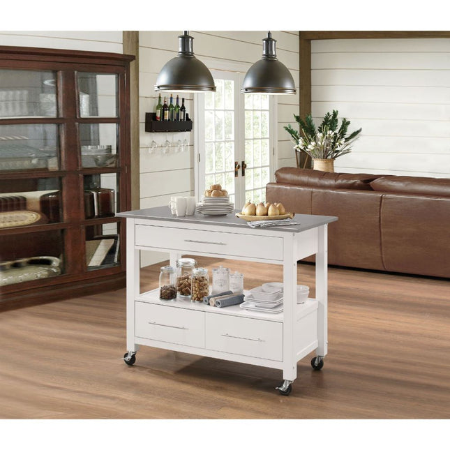 Ottawa - Kitchen Cart - Stainless Steel & White - Tony's Home Furnishings