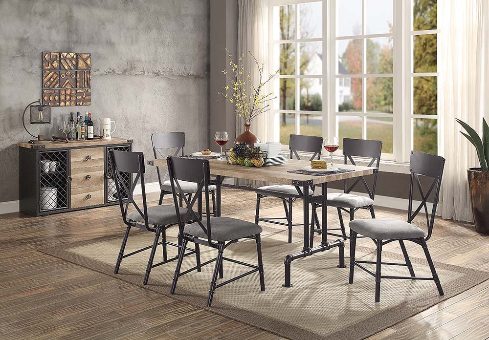 Edina - Dining Table - Oak & Sandy Black Finish - Tony's Home Furnishings