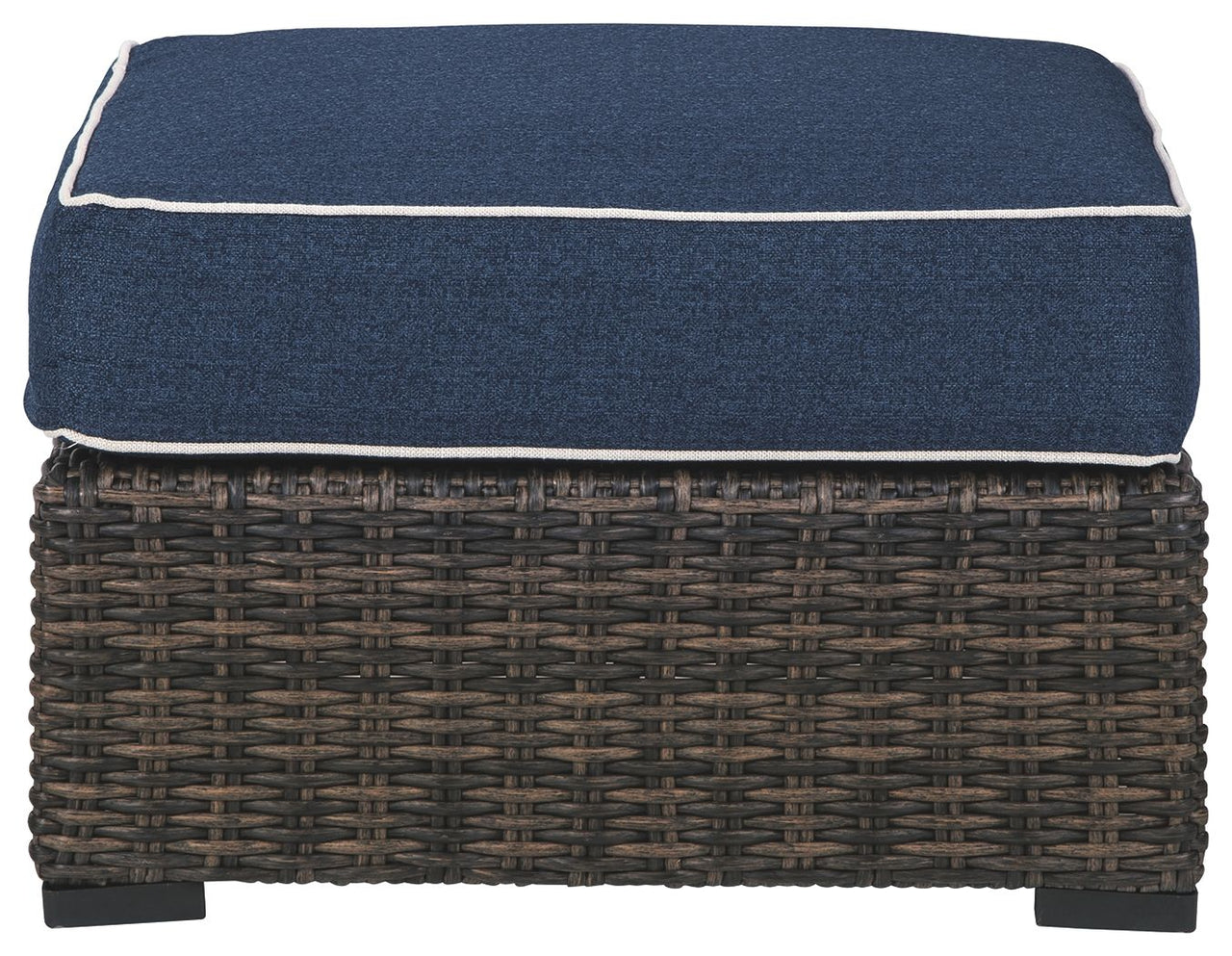 Grasson - Brown / Blue - Ottoman With Cushion - Tony's Home Furnishings